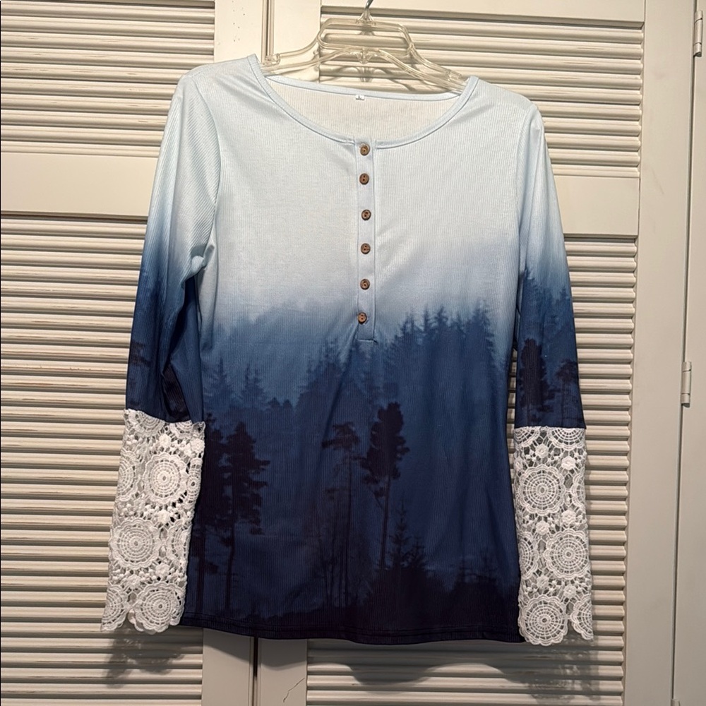 Lace Sleeve Henley Tee